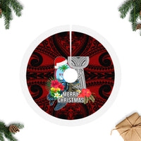 Guam Christmas Tree Skirt Santa Gift Latte Stone and Sea Turle Mix Hibiscus Chamorro Red Style LT03