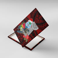 Custom Guam Christmas Canvas Wall Art Santa Gift Latte Stone and Sea Turle Mix Hibiscus Chamorro Red Style LT03