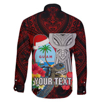 Custom Guam Christmas Family Matching Puletasi Dress and Hawaiian Shirt Santa Gift Latte Stone and Sea Turle Mix Hibiscus Chamorro Red Style LT03
