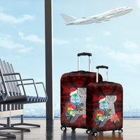 Custom Guam Christmas Luggage Cover Santa Gift Latte Stone and Sea Turle Mix Hibiscus Chamorro Red Style LT03