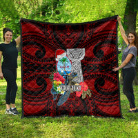 Custom Guam Christmas Quilt Santa Gift Latte Stone and Sea Turle Mix Hibiscus Chamorro Red Style LT03 - Polynesian Pride