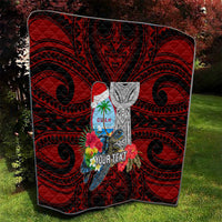 Custom Guam Christmas Quilt Santa Gift Latte Stone and Sea Turle Mix Hibiscus Chamorro Red Style LT03 - Polynesian Pride