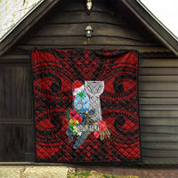 Custom Guam Christmas Quilt Santa Gift Latte Stone and Sea Turle Mix Hibiscus Chamorro Red Style LT03 - Polynesian Pride