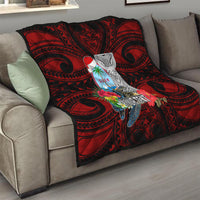 Custom Guam Christmas Quilt Santa Gift Latte Stone and Sea Turle Mix Hibiscus Chamorro Red Style LT03 - Polynesian Pride