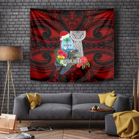 Custom Guam Christmas Tapestry Santa Gift Latte Stone and Sea Turle Mix Hibiscus Chamorro Red Style LT03 - Polynesian Pride