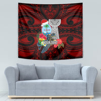 Custom Guam Christmas Tapestry Santa Gift Latte Stone and Sea Turle Mix Hibiscus Chamorro Red Style LT03 - Polynesian Pride