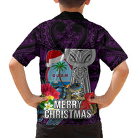 Guam Christmas Family Matching Long Sleeve Bodycon Dress and Hawaiian Shirt Santa Gift Latte Stone and Sea Turle Mix Hibiscus Chamorro Pink Style LT03 - Polynesian Pride