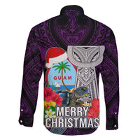 Guam Christmas Family Matching Long Sleeve Bodycon Dress and Hawaiian Shirt Santa Gift Latte Stone and Sea Turle Mix Hibiscus Chamorro Pink Style LT03 - Polynesian Pride