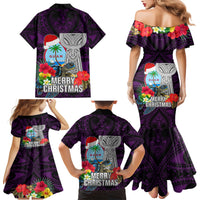 Guam Christmas Family Matching Mermaid Dress and Hawaiian Shirt Santa Gift Latte Stone and Sea Turle Mix Hibiscus Chamorro Pink Style LT03