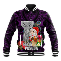 Custom Guam Christmas Baseball Jacket Santa Gift Latte Stone and Sea Turle Mix Hibiscus Chamorro Pink Style LT03