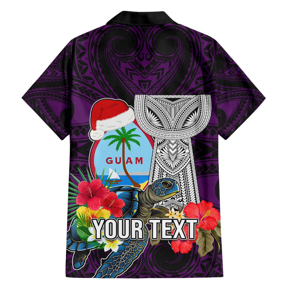 Custom Guam Christmas Family Matching Puletasi Dress and Hawaiian Shirt Santa Gift Latte Stone and Sea Turle Mix Hibiscus Chamorro Pink Style LT03