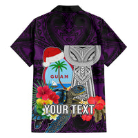 Custom Guam Christmas Family Matching Puletasi Dress and Hawaiian Shirt Santa Gift Latte Stone and Sea Turle Mix Hibiscus Chamorro Pink Style LT03