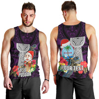 Custom Guam Christmas Men Tank Top Santa Gift Latte Stone and Sea Turle Mix Hibiscus Chamorro Pink Style LT03