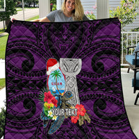 Custom Guam Christmas Quilt Santa Gift Latte Stone and Sea Turle Mix Hibiscus Chamorro Pink Style LT03 Pink - Polynesian Pride