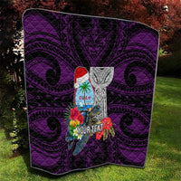 Custom Guam Christmas Quilt Santa Gift Latte Stone and Sea Turle Mix Hibiscus Chamorro Pink Style LT03 - Polynesian Pride