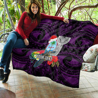 Custom Guam Christmas Quilt Santa Gift Latte Stone and Sea Turle Mix Hibiscus Chamorro Pink Style LT03 - Polynesian Pride