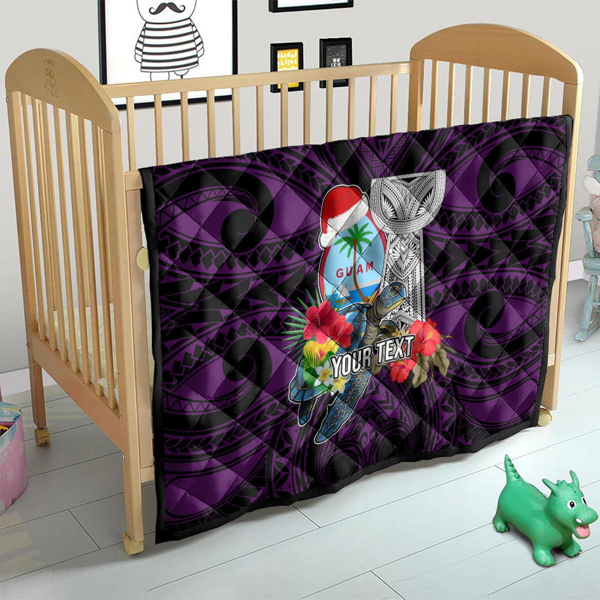 Custom Guam Christmas Quilt Santa Gift Latte Stone and Sea Turle Mix Hibiscus Chamorro Pink Style LT03 - Polynesian Pride