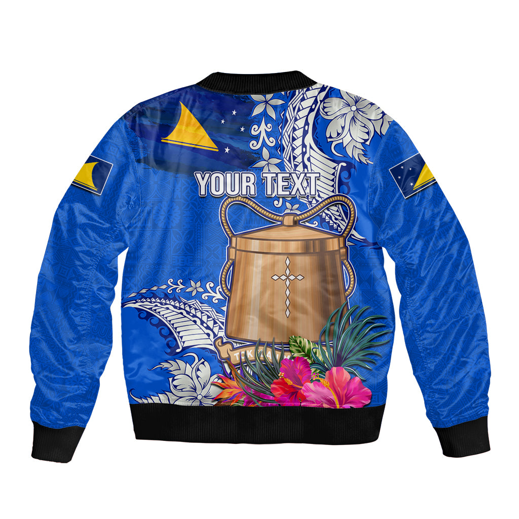 Tokelau Waitangi Bomber Jacket Tropical Flower Tapa Pattern LT03 - Polynesian Pride