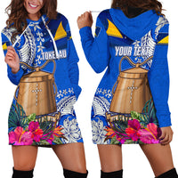 Tokelau Waitangi Hoodie Dress Tropical Flower Tapa Pattern LT03 - Polynesian Pride