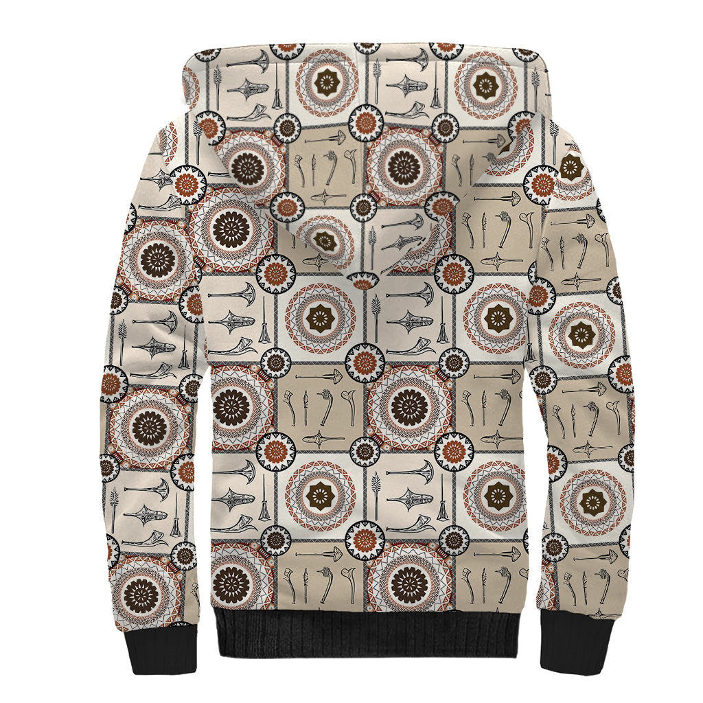 Tukenny Pattern Fijian War Clubs Sherpa Hoodie LT03 - Polynesian Pride
