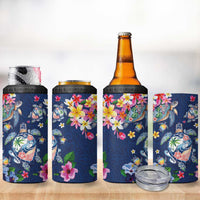 Hawaiian Turtles and Tropical Plants 4 in 1 Can Cooler Tumbler Blue Watercolor LT03 - Polynesian Pride