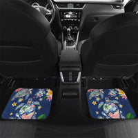 Hawaiian Turtles and Tropical Plants Car Mats Blue Watercolor
