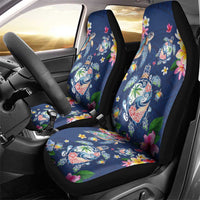 Hawaiian Turtles and Tropical Plants Car Seat Cover Blue Watercolor