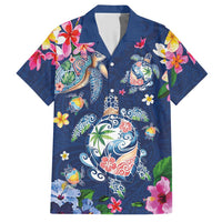 Hawaiian Turtles and Tropical Plants Hawaiian Shirt Blue Watercolor LT03 Blue - Polynesian Pride