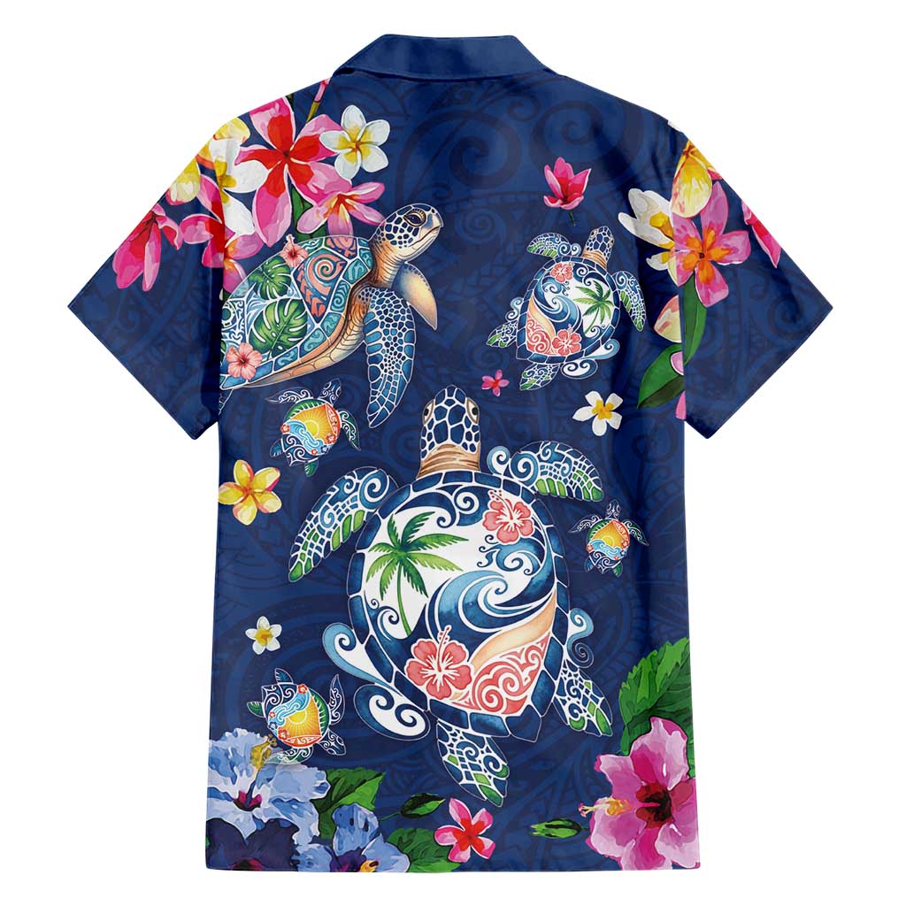 Hawaiian Turtles and Tropical Plants Hawaiian Shirt Blue Watercolor LT03 - Polynesian Pride