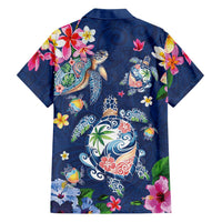 Hawaiian Turtles and Tropical Plants Hawaiian Shirt Blue Watercolor LT03 - Polynesian Pride