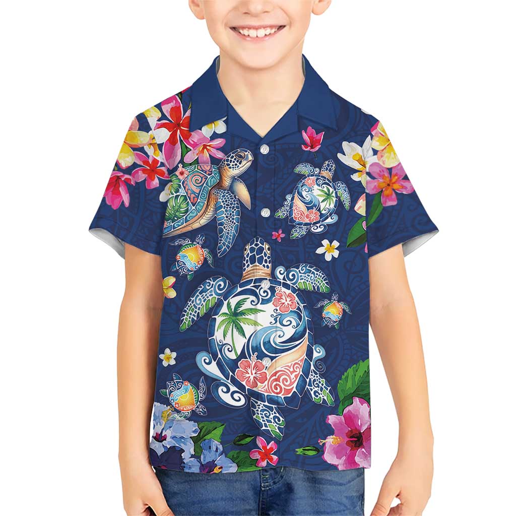 Hawaiian Turtles and Tropical Plants Hawaiian Shirt Blue Watercolor LT03 - Polynesian Pride