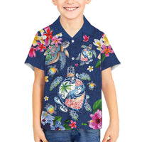 Hawaiian Turtles and Tropical Plants Hawaiian Shirt Blue Watercolor LT03 - Polynesian Pride