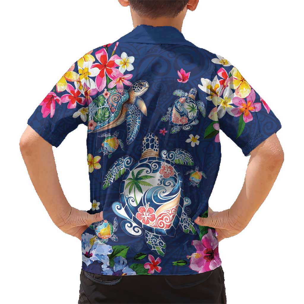 Hawaiian Turtles and Tropical Plants Hawaiian Shirt Blue Watercolor LT03 - Polynesian Pride