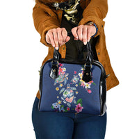 Hawaiian Turtles and Tropical Plants Shoulder Handbag Blue Watercolor