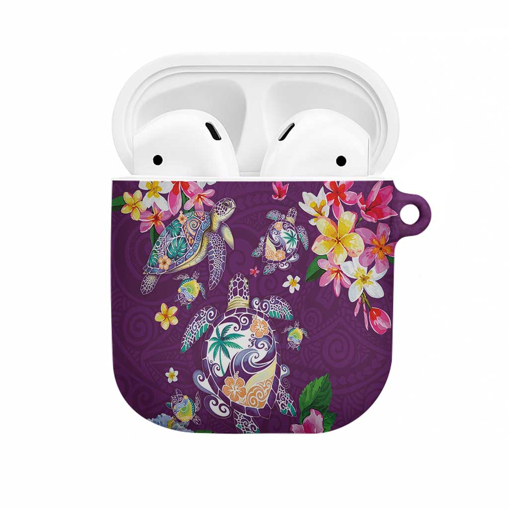 Hawaiian Turtles and Tropical Plants AirPods Case Purple Watercolor LT03 Purple - Polynesian Pride