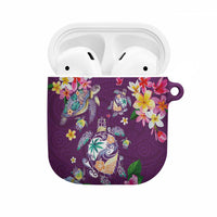 Hawaiian Turtles and Tropical Plants AirPods Case Purple Watercolor LT03 Purple - Polynesian Pride