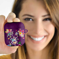 Hawaiian Turtles and Tropical Plants AirPods Case Purple Watercolor LT03 - Polynesian Pride