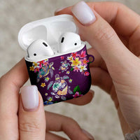 Hawaiian Turtles and Tropical Plants AirPods Case Purple Watercolor LT03 - Polynesian Pride