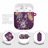 Hawaiian Turtles and Tropical Plants AirPods Case Purple Watercolor LT03 - Polynesian Pride