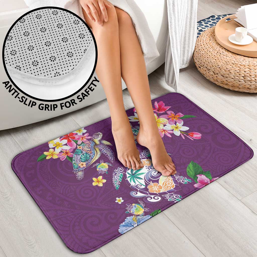 Hawaiian Turtles and Tropical Plants Bathroom Set Purple Watercolor
