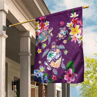 Hawaiian Turtles and Tropical Plants Garden Flag Purple Watercolor