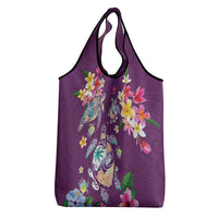 Hawaiian Turtles and Tropical Plants Grocery Bag Purple Watercolor LT03 - Polynesian Pride