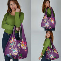 Hawaiian Turtles and Tropical Plants Grocery Bag Purple Watercolor LT03 - Polynesian Pride