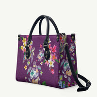Hawaiian Turtles and Tropical Plants Leather Bag Purple Watercolor LT03 Purple - Polynesian Pride