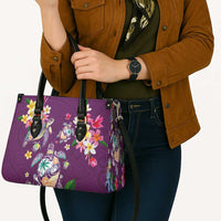 Hawaiian Turtles and Tropical Plants Leather Bag Purple Watercolor LT03 - Polynesian Pride
