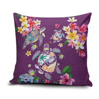 Hawaiian Turtles and Tropical Plants Pillow Cover Purple Watercolor LT03 Purple - Polynesian Pride