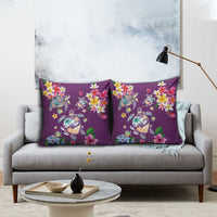 Hawaiian Turtles and Tropical Plants Pillow Cover Purple Watercolor LT03 - Polynesian Pride