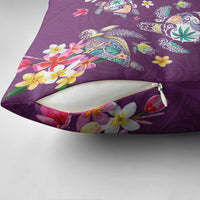 Hawaiian Turtles and Tropical Plants Pillow Cover Purple Watercolor LT03 - Polynesian Pride