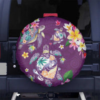 Hawaiian Turtles and Tropical Plants Spare Tire Cover Purple Watercolor LT03 No hole Purple - Polynesian Pride