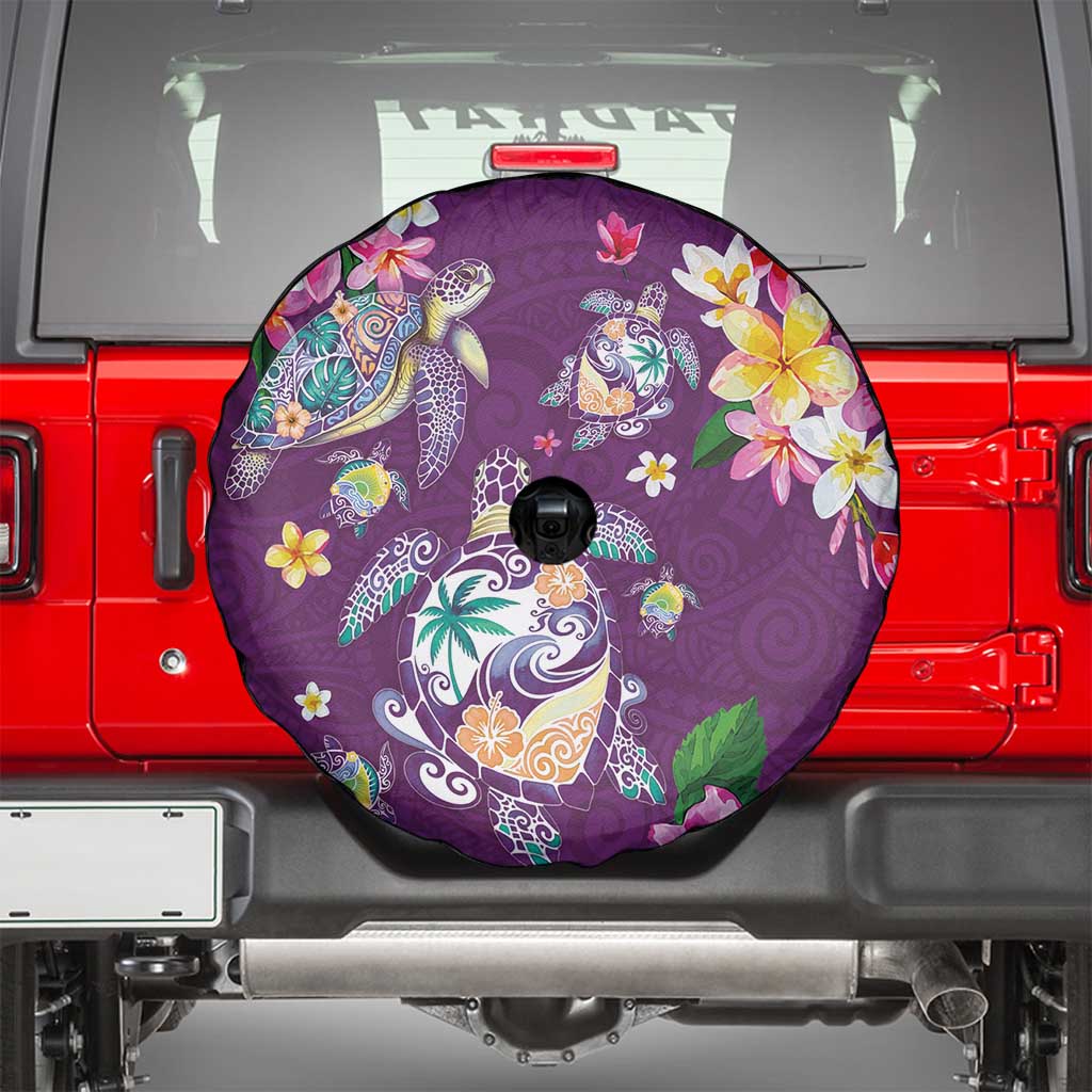 Hawaiian Turtles and Tropical Plants Spare Tire Cover Purple Watercolor LT03 - Polynesian Pride